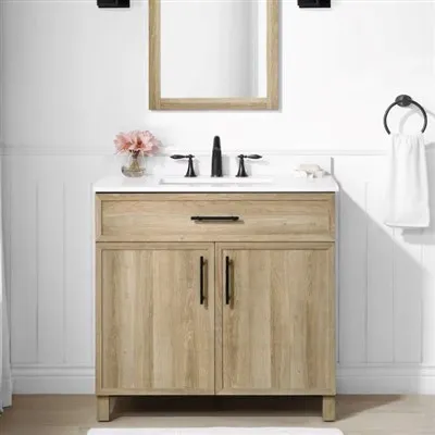 Tocador de baño de madera natural