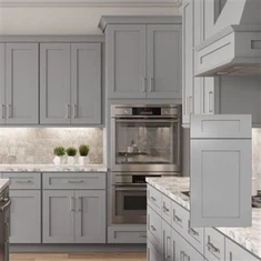 Gabinetes de cocina grises estilo shaker